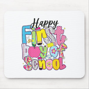 Happy First Day Of School Pencil Teacher Kids Back Mouse Mat
