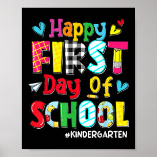 Happy First Day Of School Pencil Teacher Kids Back Poster