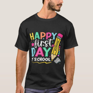 Happy First Day Of School Pencil Teacher Kids T-Shirt