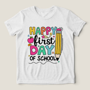 Happy First Day Of School Pencil Teacher Kids  Tri-Blend Shirt