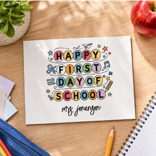 Happy First Day of School Personalised Name Holiday Postcard