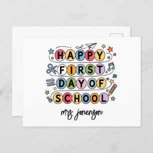 Happy First Day of School Personalized Name Holiday Postcard