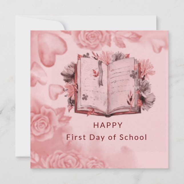 Happy first day of school pink card (Front)