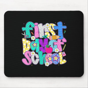 Happy First Day Of School Preppy Teacher Kids Back Mouse Mat
