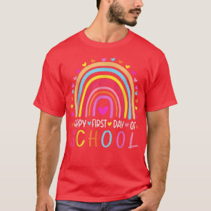 Happy First day of School Rainbow Leopard Teacher T-Shirt