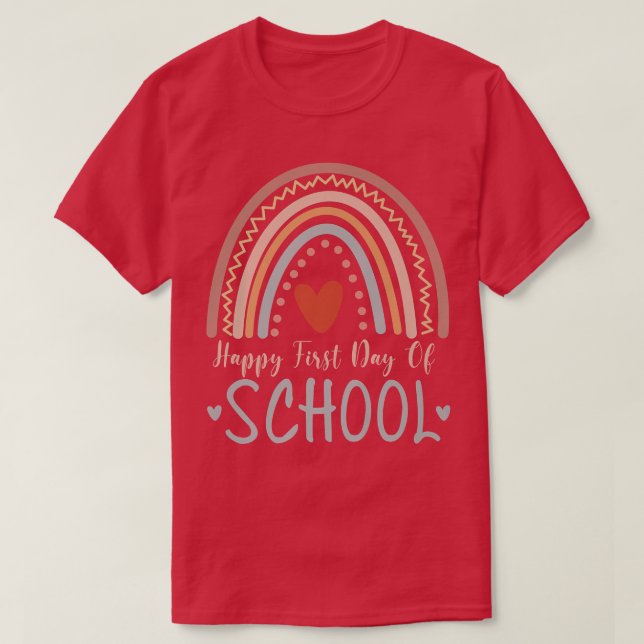 Happy First Day Of School Rainbow Leopard Teachers T-Shirt (Design Front)