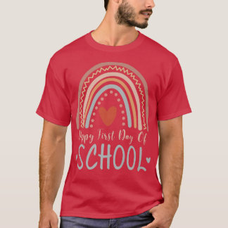 Happy First Day Of School Rainbow Leopard Teachers T-Shirt