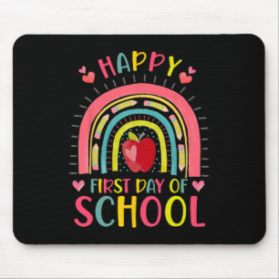 Happy First Day Of School Rainbow Teacher Back To Mouse Mat