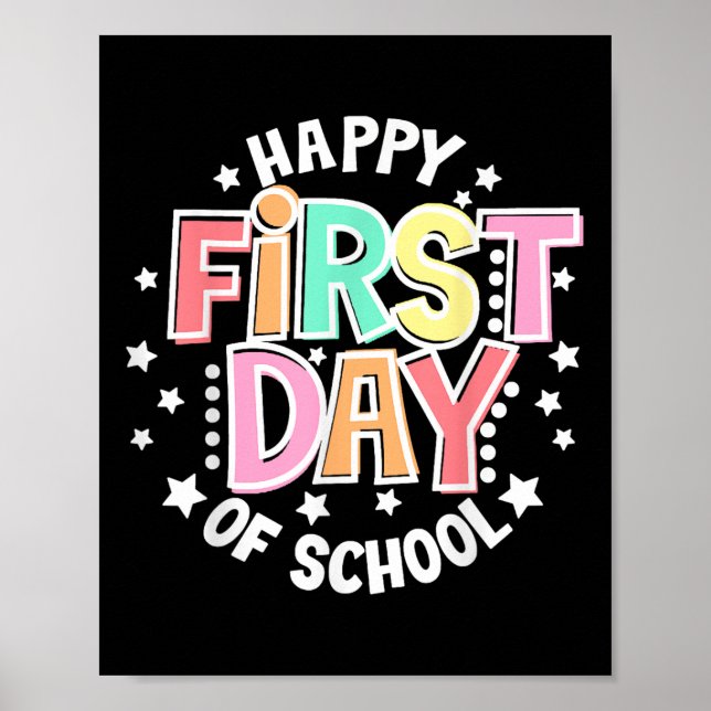 Happy First Day Of School Retro Groovy Back To Sch Poster (Front)