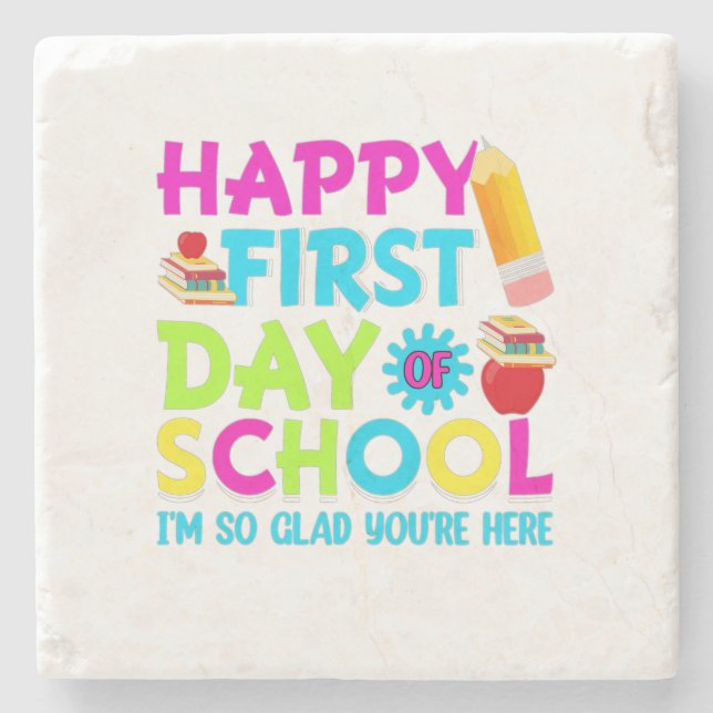 happy first day of school stone coaster (Front)