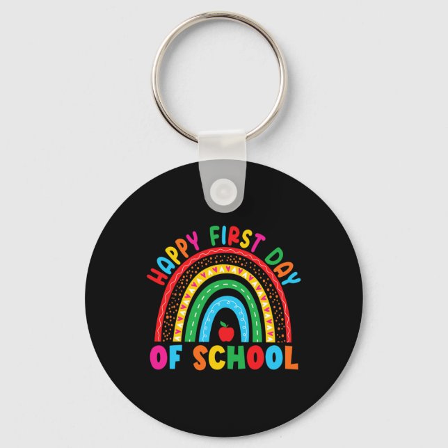 Happy First Day of School Teacher Back to School B Key Ring (Front)