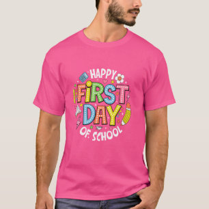 Happy First Day Of School Teacher Boys Kids Back T T-Shirt