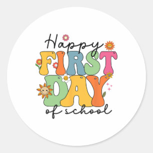 Happy First Day Of School Teacher Kids Ck To Schoo Classic Round Sticker