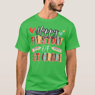 Happy First Day Of School Teacher Leopard Back To  T-Shirt
