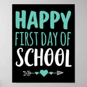 Happy First Day Of School  Teacher Student Arrow C Poster