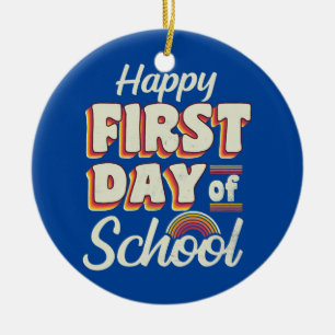 Happy First Day of School Teacher students Back Ceramic Tree Decoration