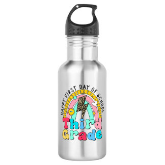 happy first day of school third grade rainbow 532 ml water bottle