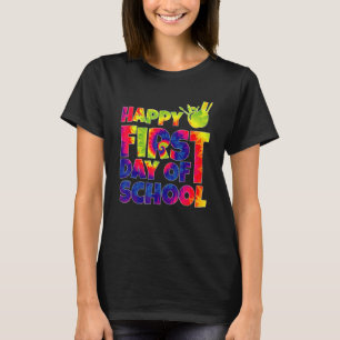 Happy First Day Of School Tie Dye Pencil Cute Teac T-Shirt
