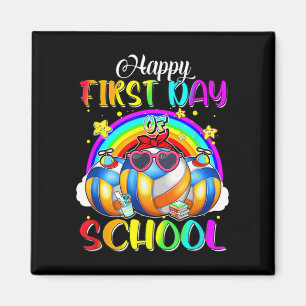 Happy First Day Of School Volleyball Rainbow Happy Magnet