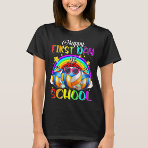 Happy First Day Of School Volleyball Rainbow Happy T-Shirt
