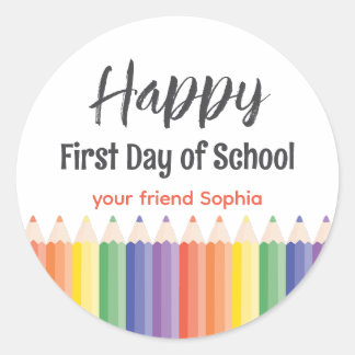Happy First Day School Classic Round Sticker