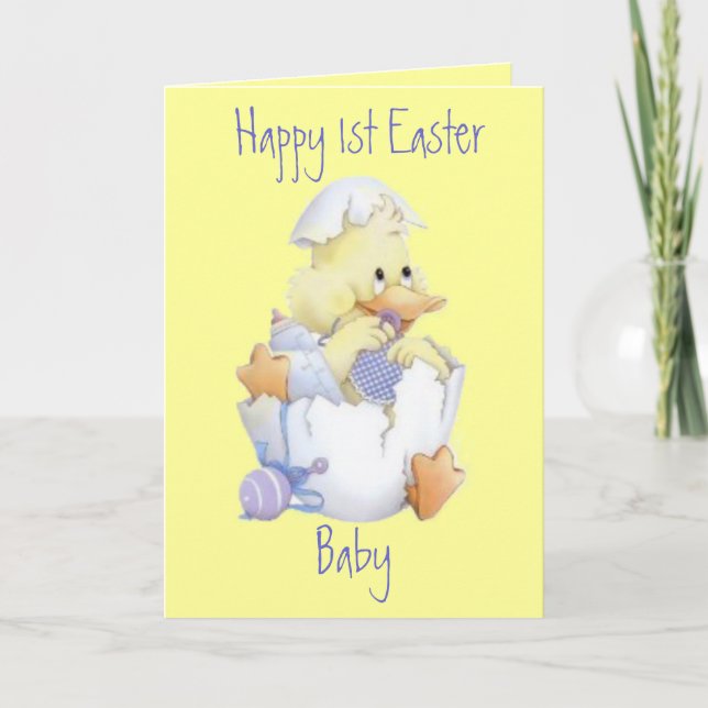Happy First Easter Baby Boy (Customisable) Holiday Card (Front)