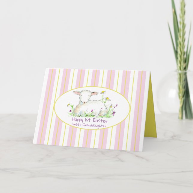 Happy First Easter Granddaughter Lamb Card (Front)