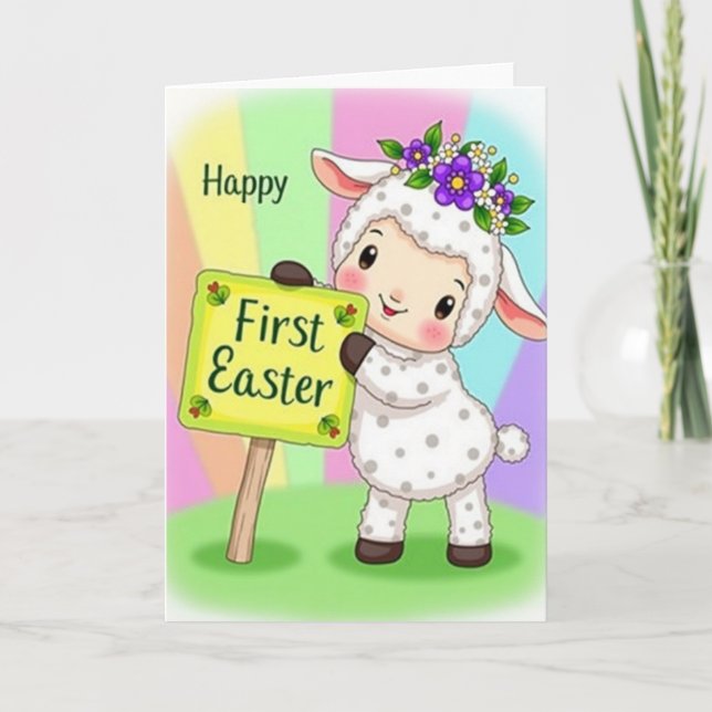 Happy First Easter Lamb Card (Front)