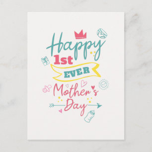 Happy First Ever Mothers Day Cute New Mum  Postcard