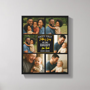 Happy First Father Day Personalised Photo Collage Canvas Print