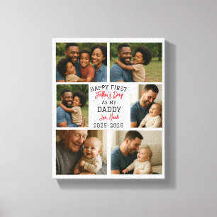 Happy First Father Day Personalised Photo Collage Canvas Print
