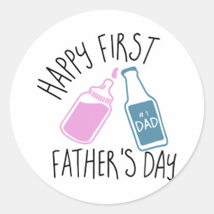 happy first father is day dad t-shirts classic round sticker
