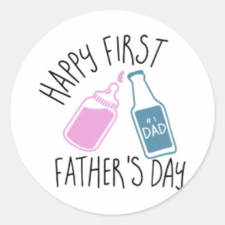 happy first father is day dad t-shirts classic round sticker