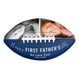 Happy First Father’s Day 2 Photos Blue Modern Name American Football