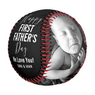 Happy First Father’s Day Black Baby 2 Photos Name Baseball