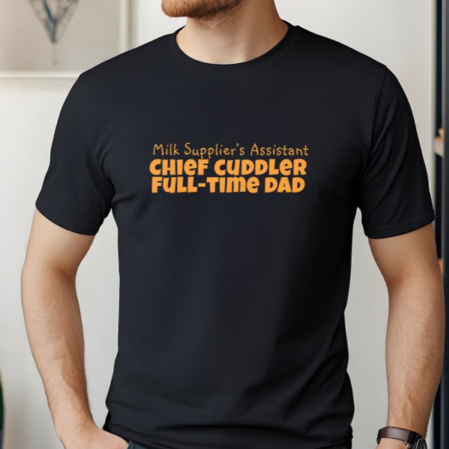 Happy First Father’s Day black orange letter humou T-Shirt (Creator Uploaded)