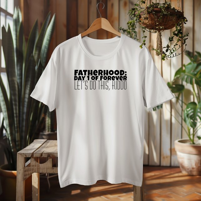 Happy First Father’s Day black white letter humour T-Shirt (Creator Uploaded)