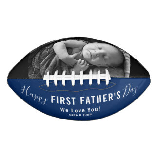 Happy First Father’s Day Blue Modern Photo Name American Football
