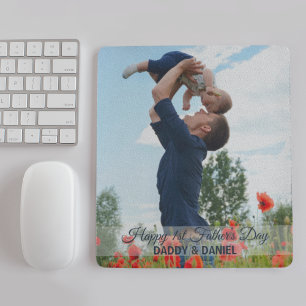 Happy First Father’s Day Custom Photo and Name Mouse Mat