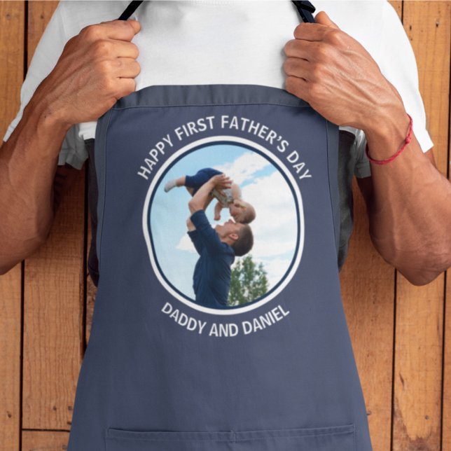 Happy First Father’s Day Custom Photo & Text Apron (Creator Uploaded)