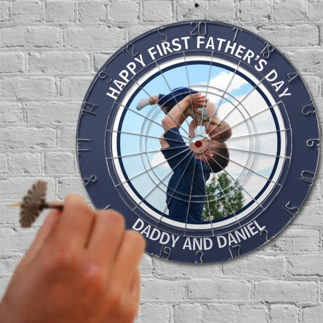Happy First Father’s Day Custom Photo & Text Dartboard (Creator Uploaded)