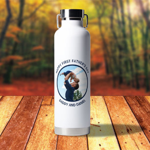 Happy First Father’s Day Custom Photo & Text Water Bottle