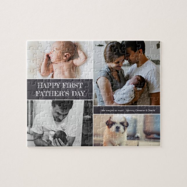 Happy First Father’s Day Photo Collage Family  Jigsaw Puzzle (Horizontal)