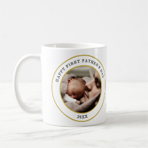 Happy First Father's Day 2 Photo Black And Gold Coffee Mug
