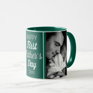Happy First Father's Day 2 Photo Green Mug