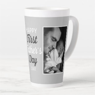Happy First Father's Day 2 Photo Latte Mug
