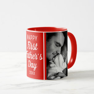 Happy First Father's Day 2 Photo Red And White Mug