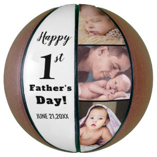 Happy First Father's Day 3 Photo Collage Basketball