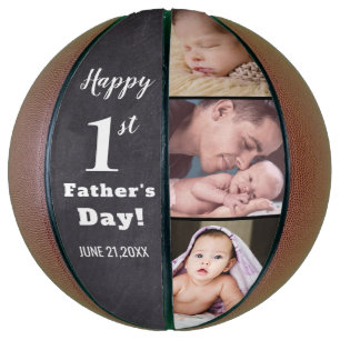 Happy First Father's Day 3 Photo Collage Basketball