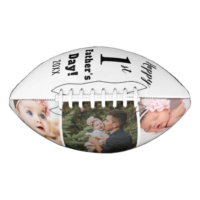 Happy First Father's Day 3 Photo Collage   Footbal American Football (Front)